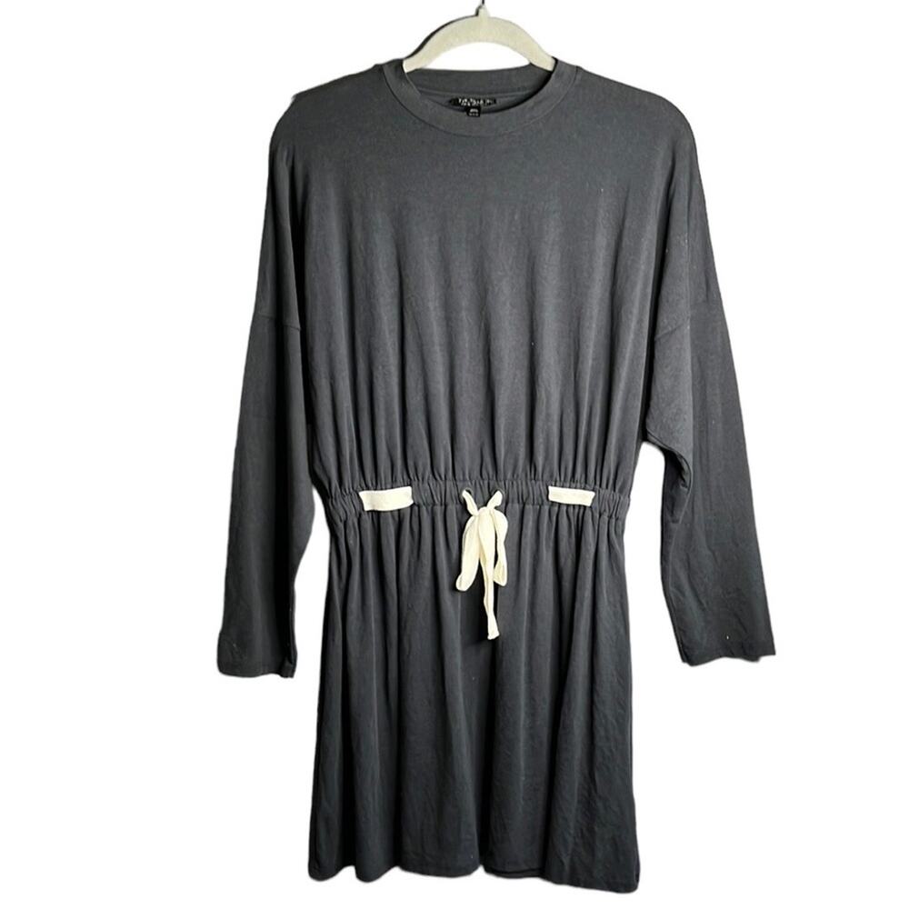 TopShop Navy Blue Long Sleeve Shirt Dress Rope Belt 6
